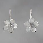 Large Apple Blossom Sterling Silver Loop Earrings