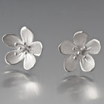 Large Apple Blossom Sterling Silver Post Earrings
