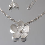 Large Apple Blossom Sterling Silver Pendant Necklace