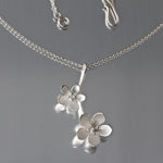 Double Apple Blossom Sterling Silver Pendant Necklace