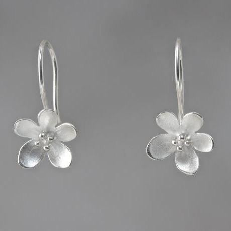 Apple Blossom Sterling Silver Loop Earrings
