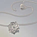 Lotus Flower Sterling Silver Pendant Necklace