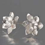 Large Magnolia Sterling Silver Post Earrings
