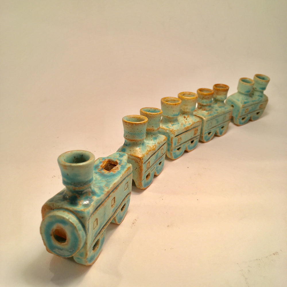 Green Whistle Train Hanukkah Menorah