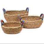 Water Hyacingh and Recycled Sari Fair Trade Table Top Baskets in three sizes