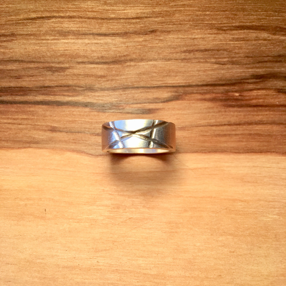 Etched Lines Sterling Silver Ring