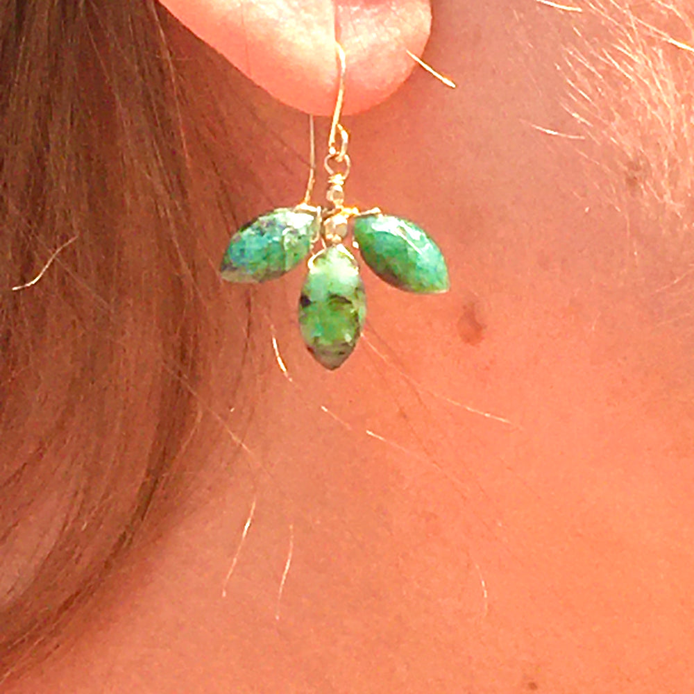 Marquis Flower Emerald Earrings
