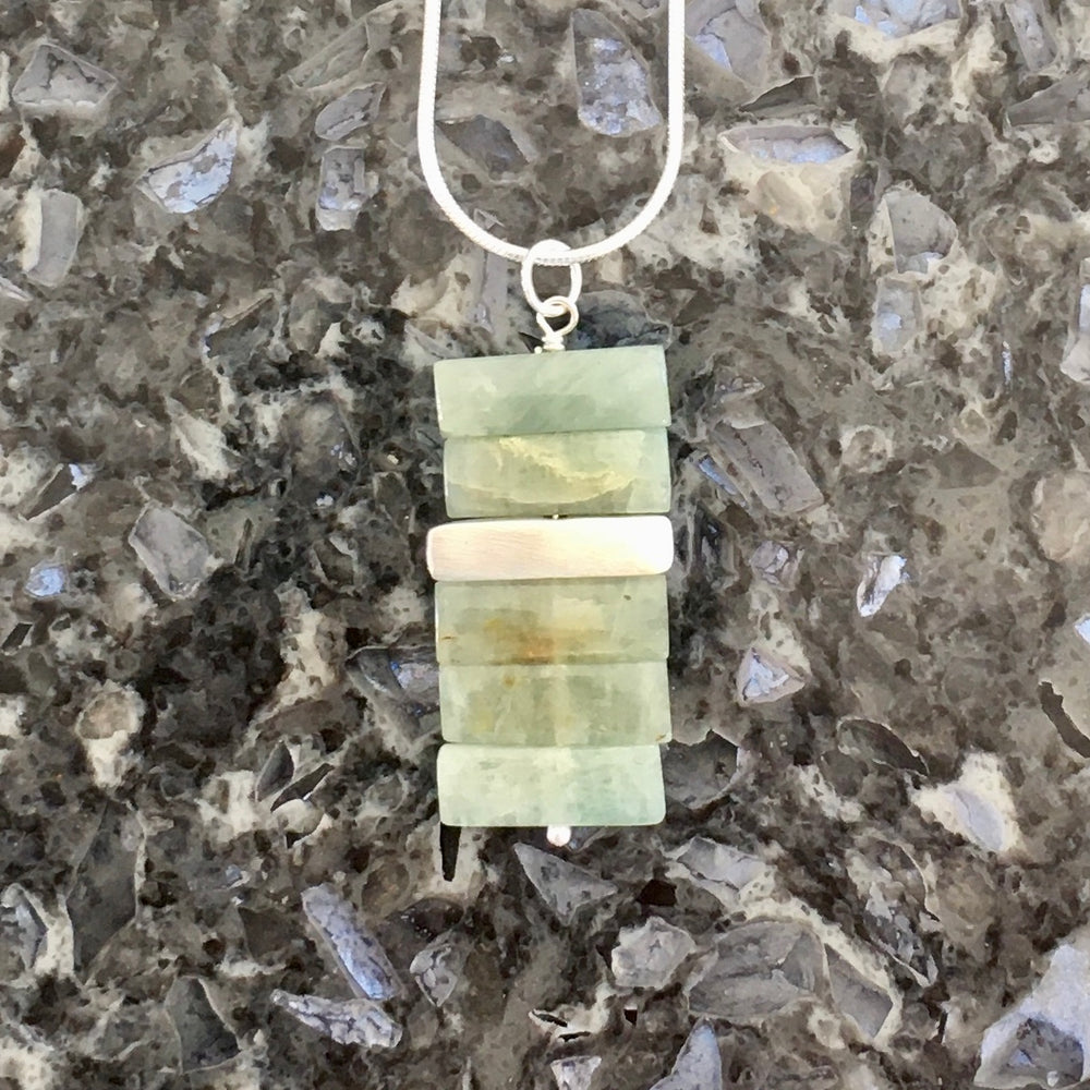 Stacked Aquamarine and Sterling Silver Necklace