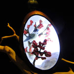 Winter Berries Goose Egg Ornament with LED Light