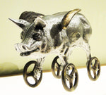 Cast Bronze and Aluminum Flying Piggy Bank on Wheels