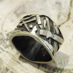 Square Fused Sterling Silver Bamboo Ring