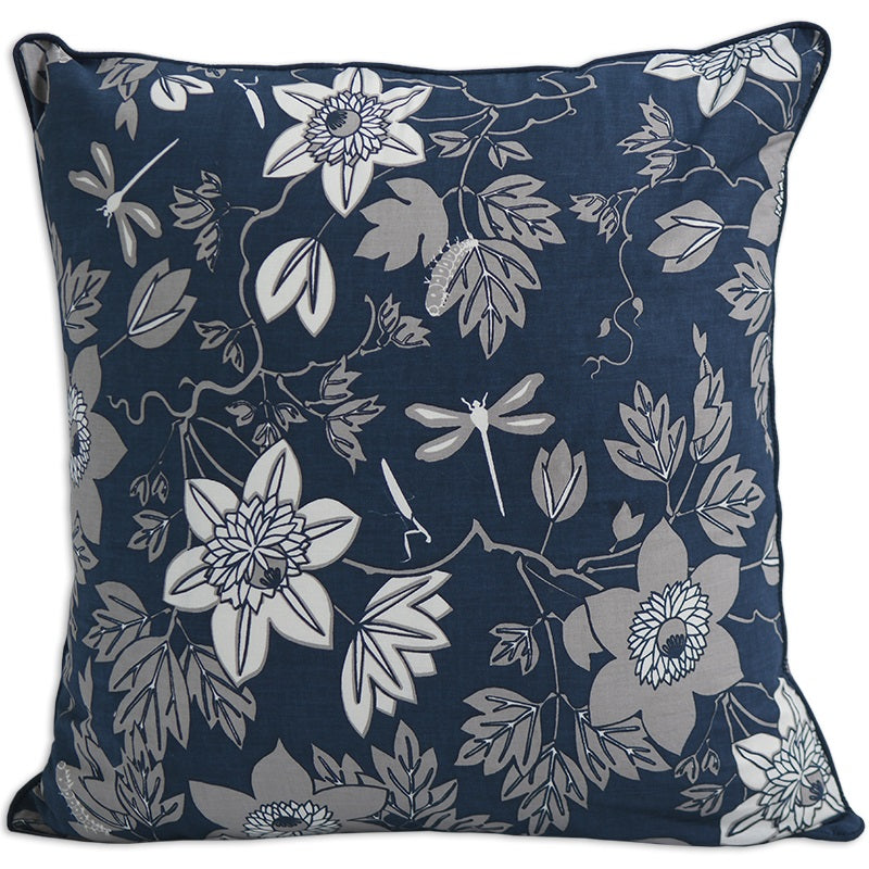Fair Trade Cotton Flowers and Dragonflies Square Pillows