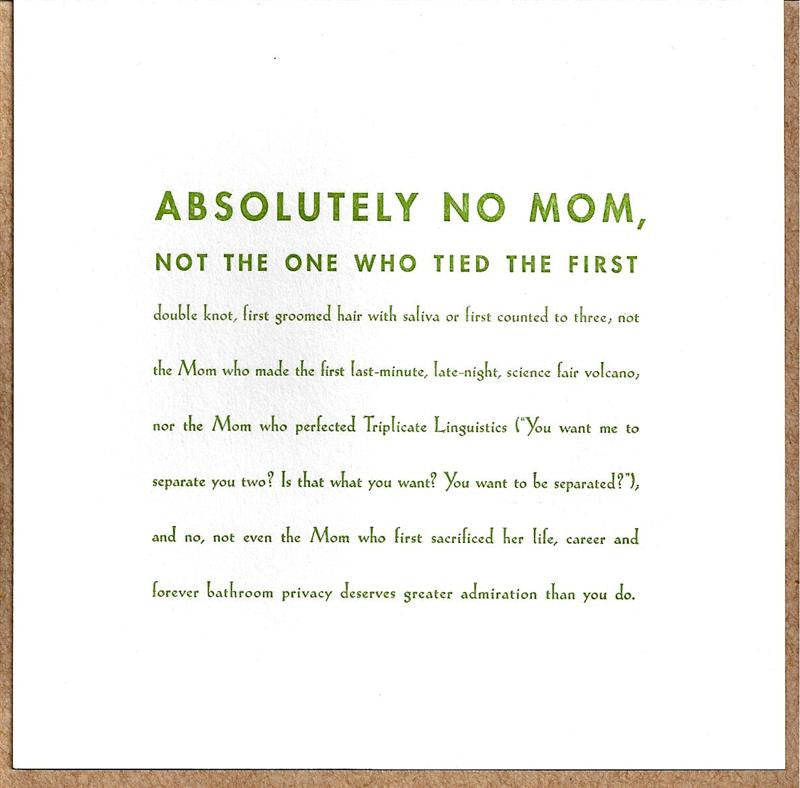 Absolutely No Mom Mothers Day Card