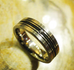 Stainless Steel and Rubber Inlay Ring with Diamond