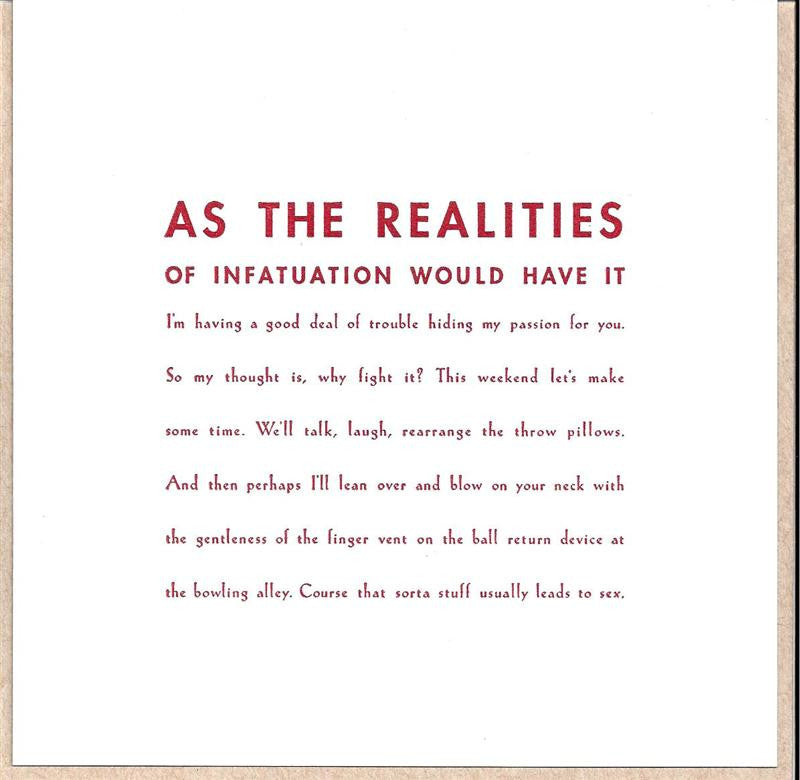 As the Realities of Infatuation Card