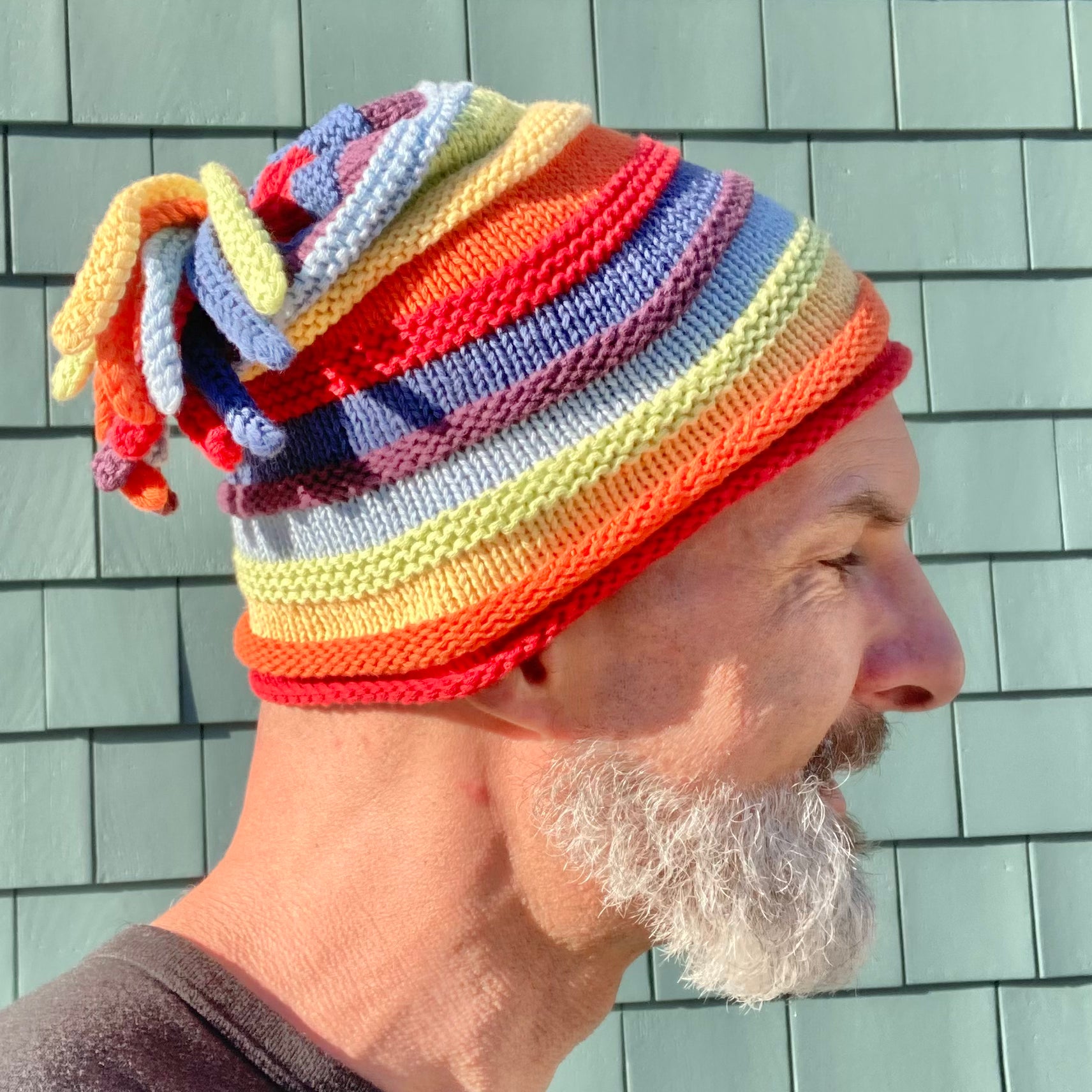 Rainbow beanie hat sales