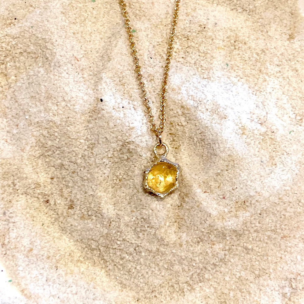 Honeycomb 14K Gold Pendant Necklace