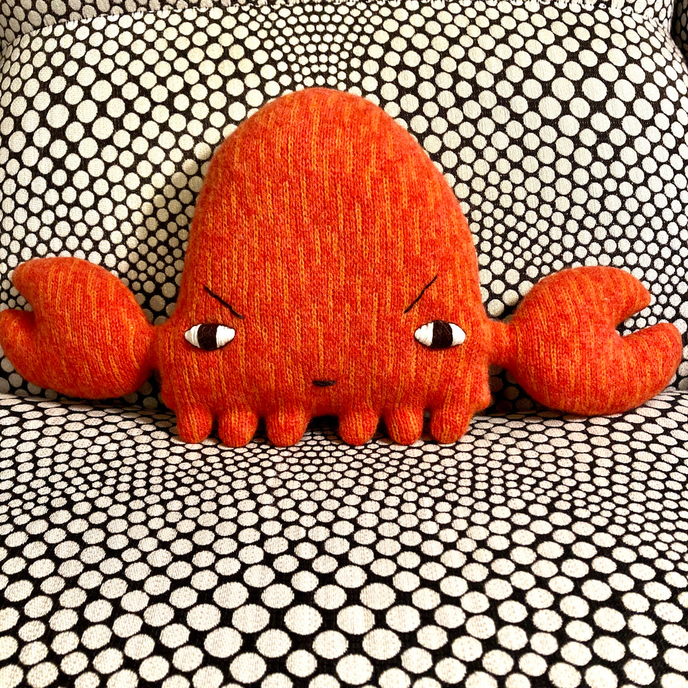 Fair Trade Organic Cotton Knit Red and Orange Crab Baby Rattle
