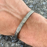 Hammered Oxidized Sterling Silver Cuff with Ten Diamonds