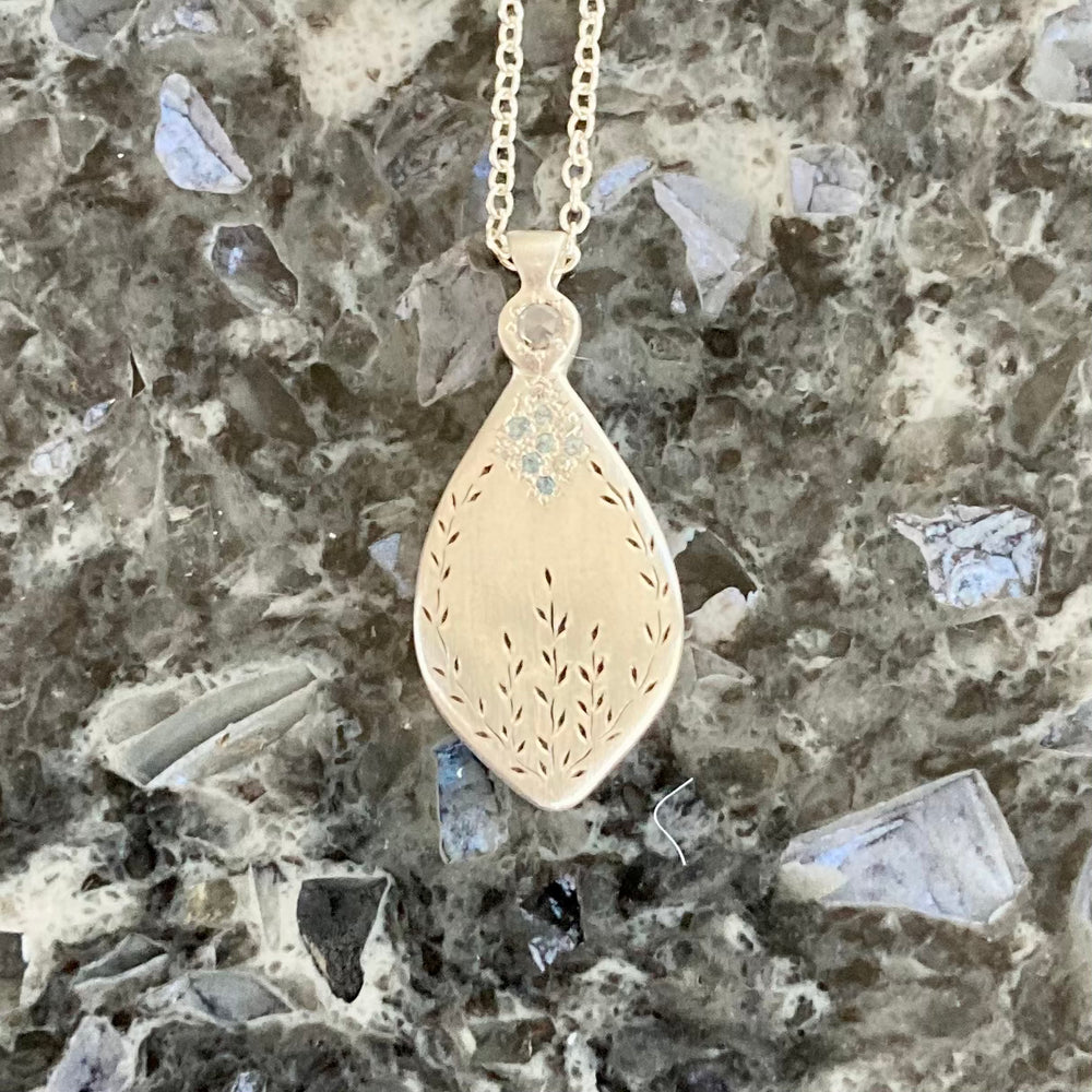 Summer Meadow Diamond and Aquamarines Pendant Necklace