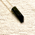 One of a Kind Geometric Forest Green Tourmaline on 14K Gold Necklace