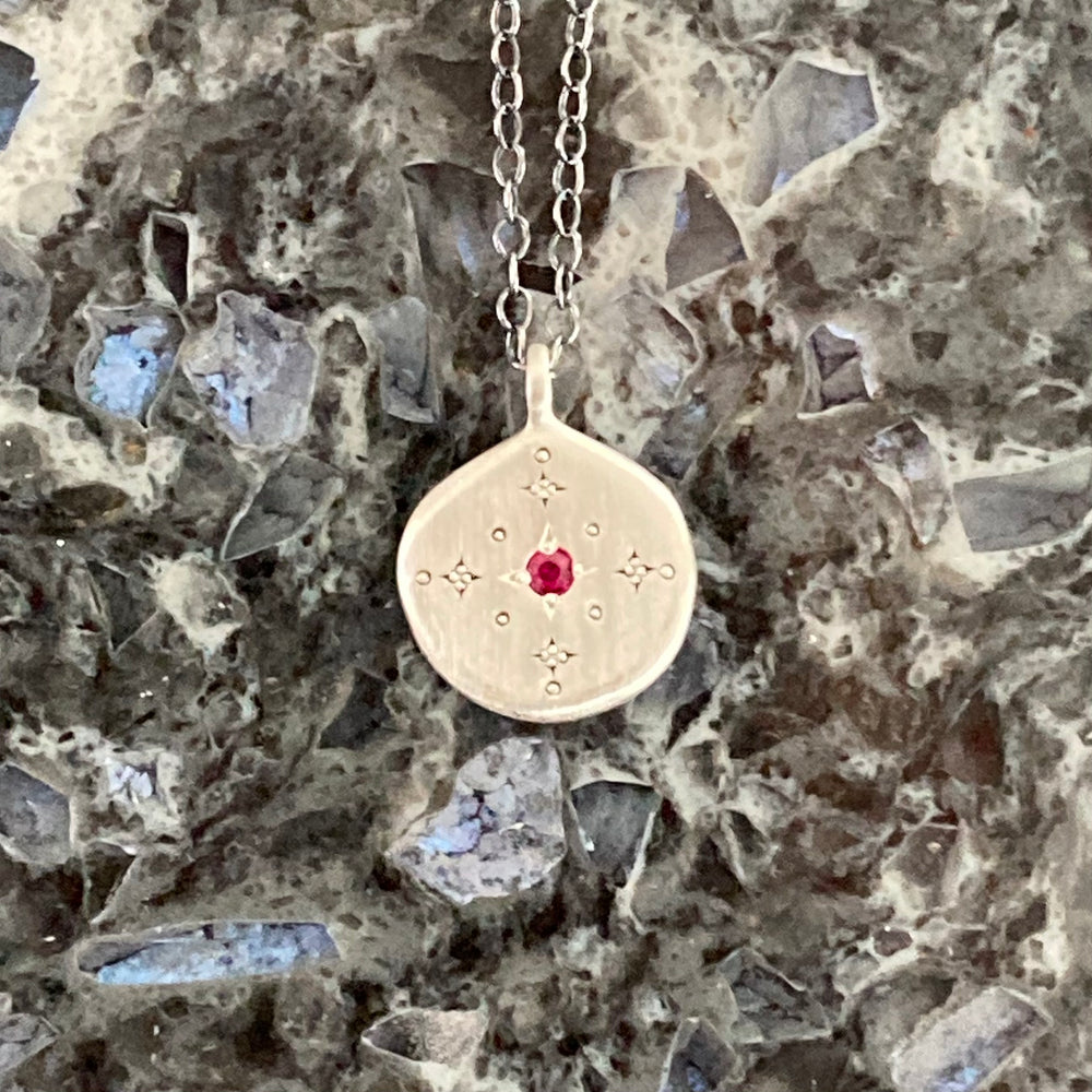 Evening Star Ruby Sterling Silver Pendant Necklace