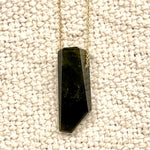 One of a Kind Geometric Forest Green Tourmaline on 14K Gold Necklace