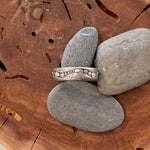 18K Gold and Sterling Silver River Pebbles Textured Oxidized Sterling Silver Stream Ring