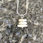 Short Stacked Brushed Sterling Silver Stones Pendant Necklace