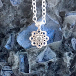Moonflower Diamond and Sapphire Sterling Silver Pendant Necklace