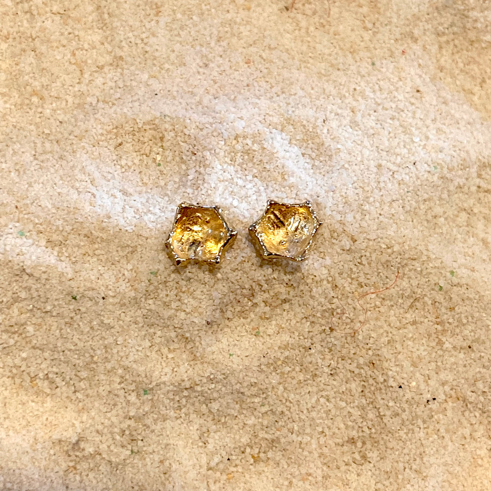Honeycomb 14K Gold Post Earrings