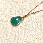 One of a Kind 14K Gold Framed Emeralds on Cord Necklace