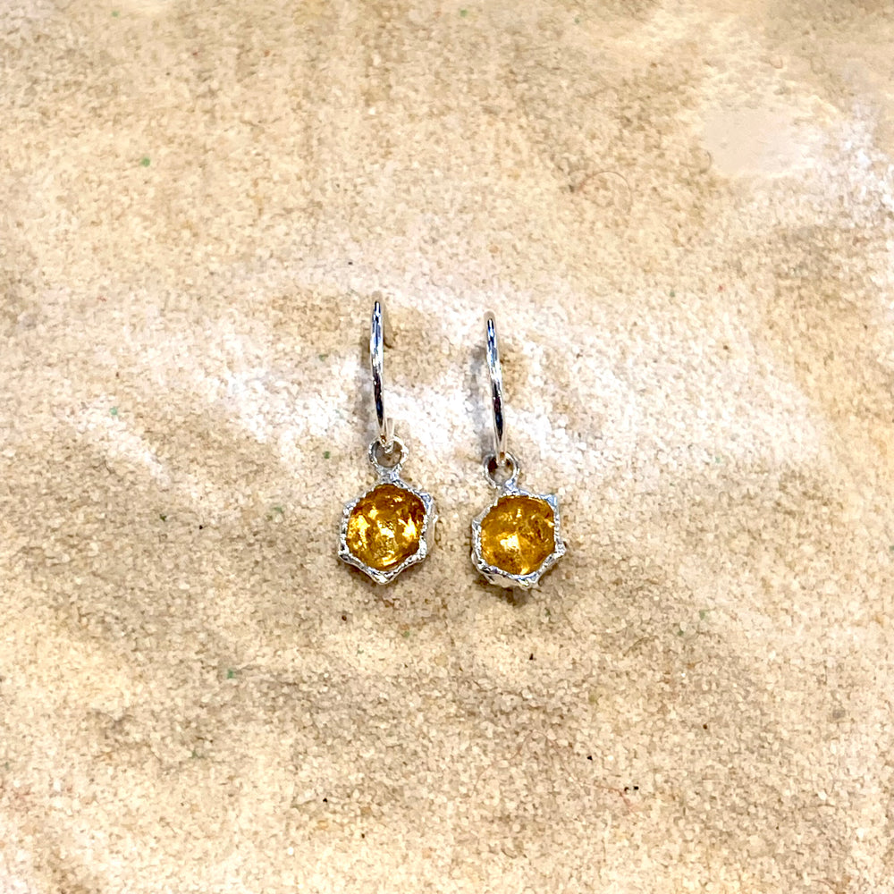 Honeycomb 14K Gold and Sterling Silver Frech Hook Earrings
