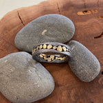 18K Gold River Pebbles Textured Oxidized Sterling Silver Stream Ring